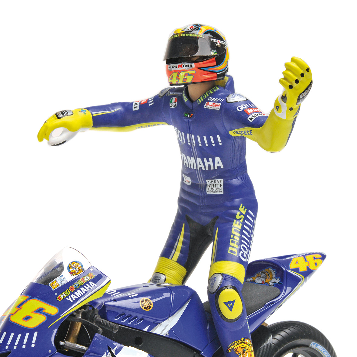 SET BIKE + FIGURINE YAMAHA YZR-M1 - VALENTINO ROSSI - MOTOGP DONINGTON 2005