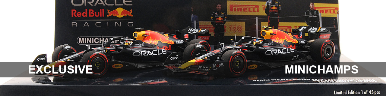 2-CAR SET - ORACLE RED BULL RACING RB18 - 1-2 FINISH VERSTAPPEN/PÉREZ - BARCELONA GP 2022 - EXC. MCH