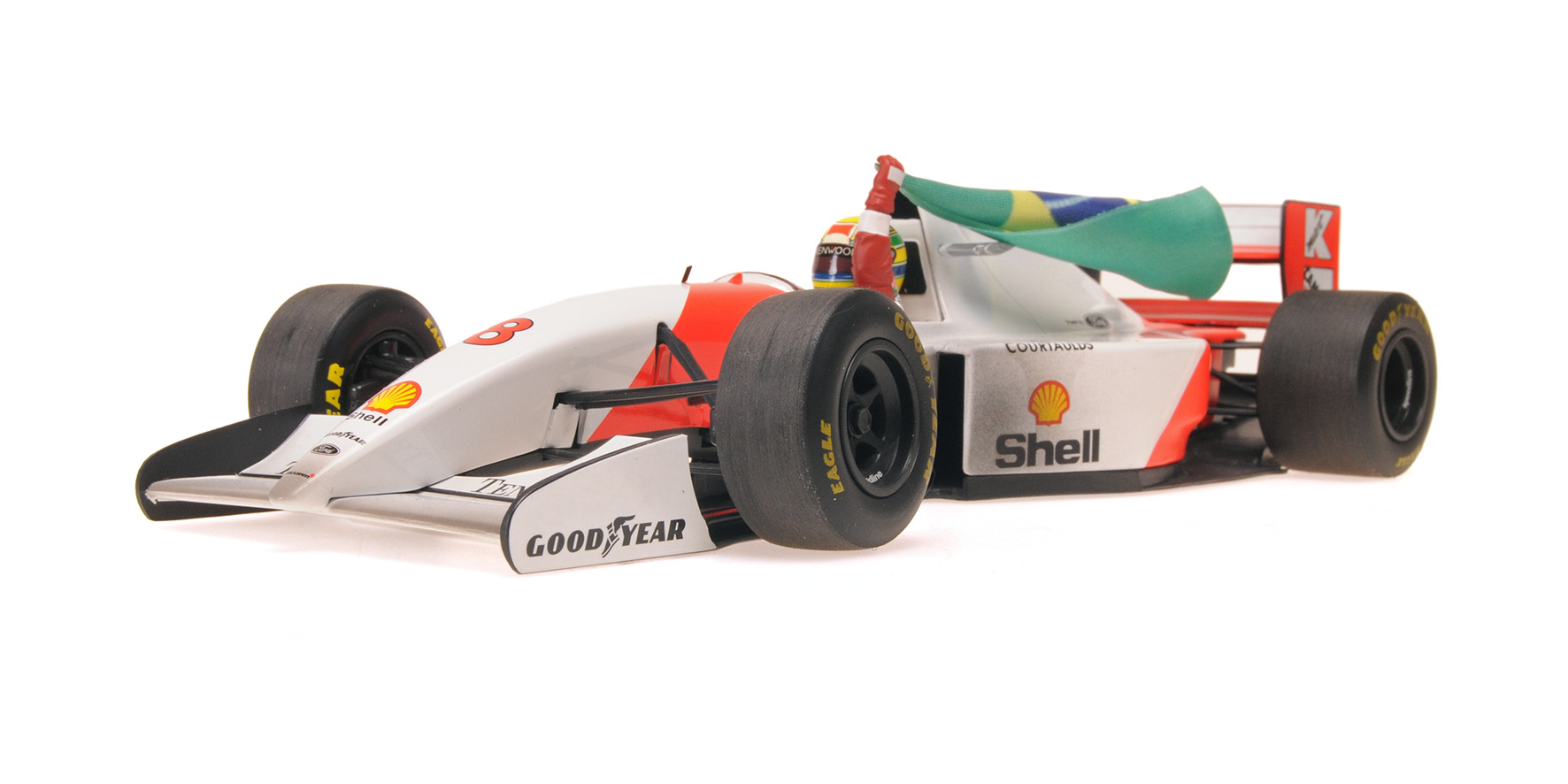 MCLAREN FORD MP4/8 - AYRTON SENNA - WINNER AUSTRALIAN GP 1993 WITH FLAG - DIRTY VERSION