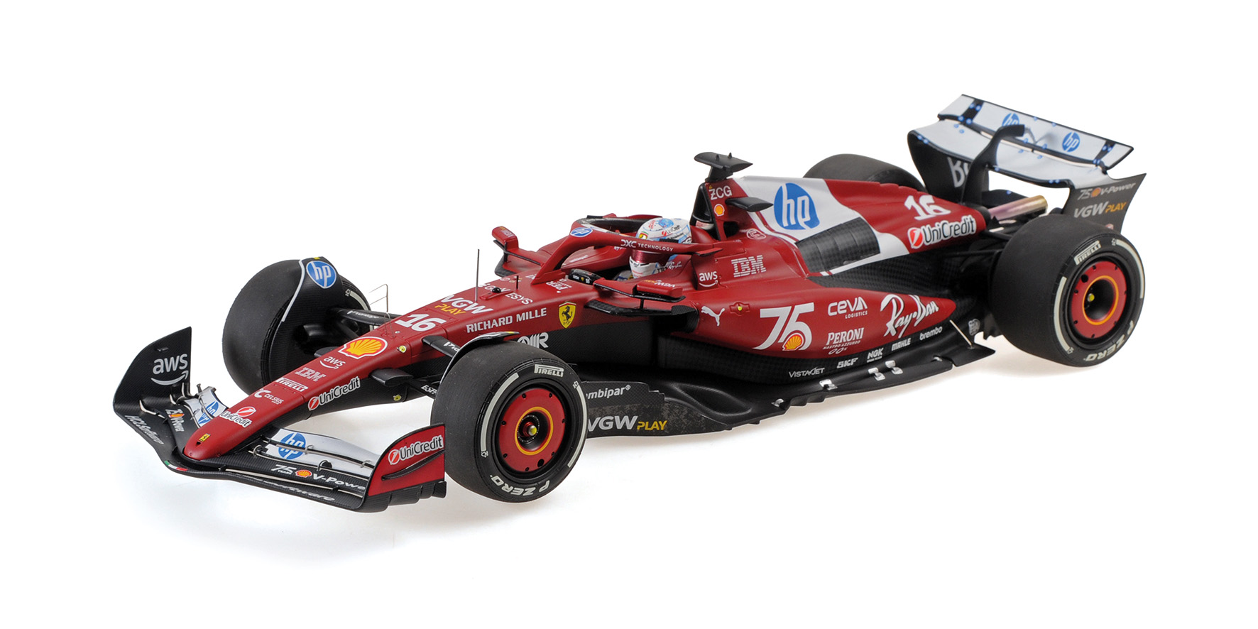 FERRARI SF-25 - CHARLES LECLERC - 2ND PLACE MONACO GP 2025 W/DRIVER FIGURINE