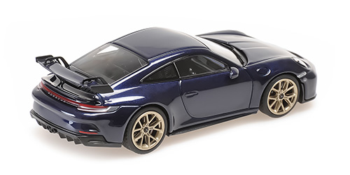 PORSCHE 911 (992) GT3 - 2020 - BLUE METALLIC W/ GOLD WHEELS - EXCL. MINICHAMPS.DE