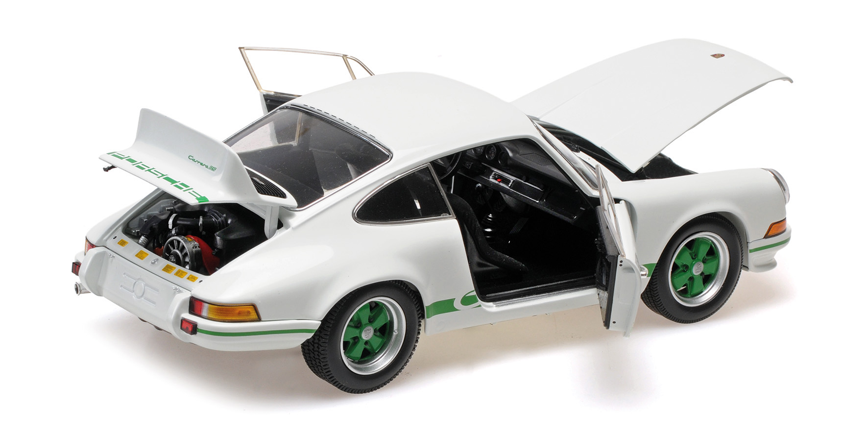 PORSCHE 911 CARRERA RS - 1972 - WHITE W/GREEN DECOR