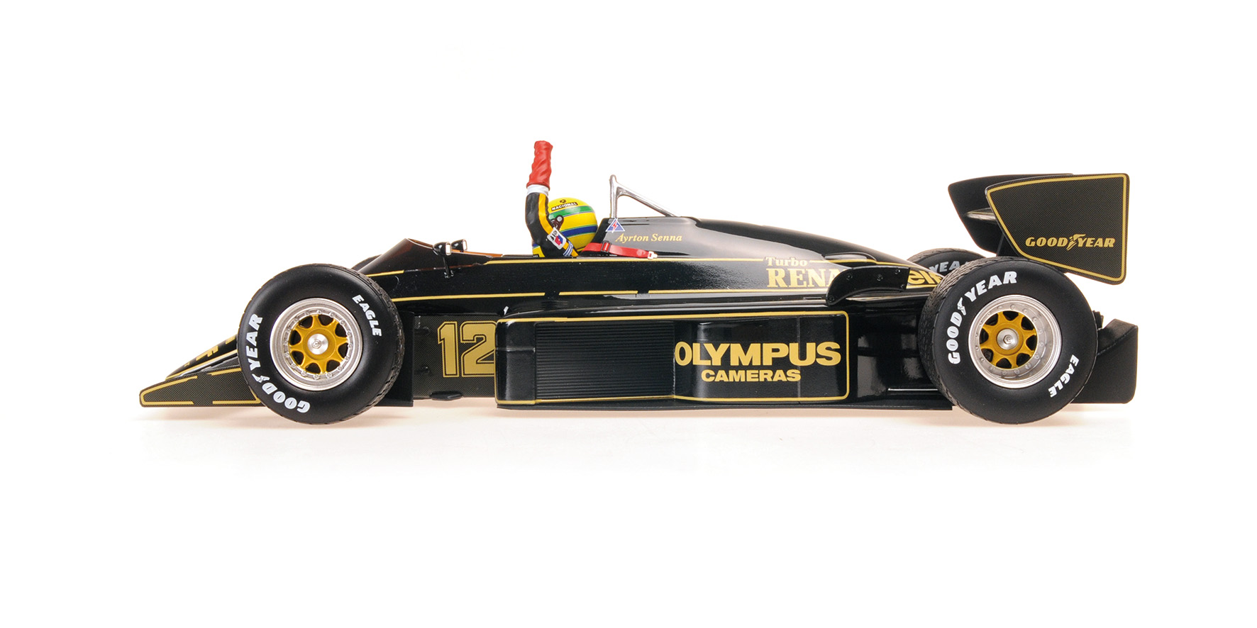 LOTUS RENAULT 97T - AYRTON SENNA - GP PORTUGAL 1985 (W/RAIN TYRES) - 1ST CAREER WIN - END OF RACE