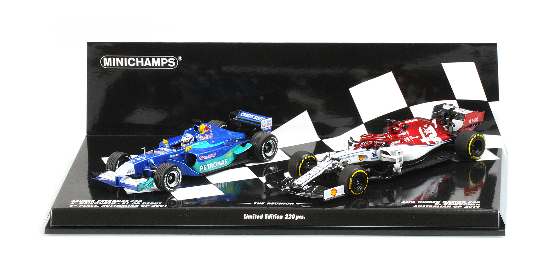 2-CAR SET - RED BULL SAUBER PETRONAS C20 / ALFA ROMEO RACING C38 - KIMI RÄIKKÖNEN - 2001/2019