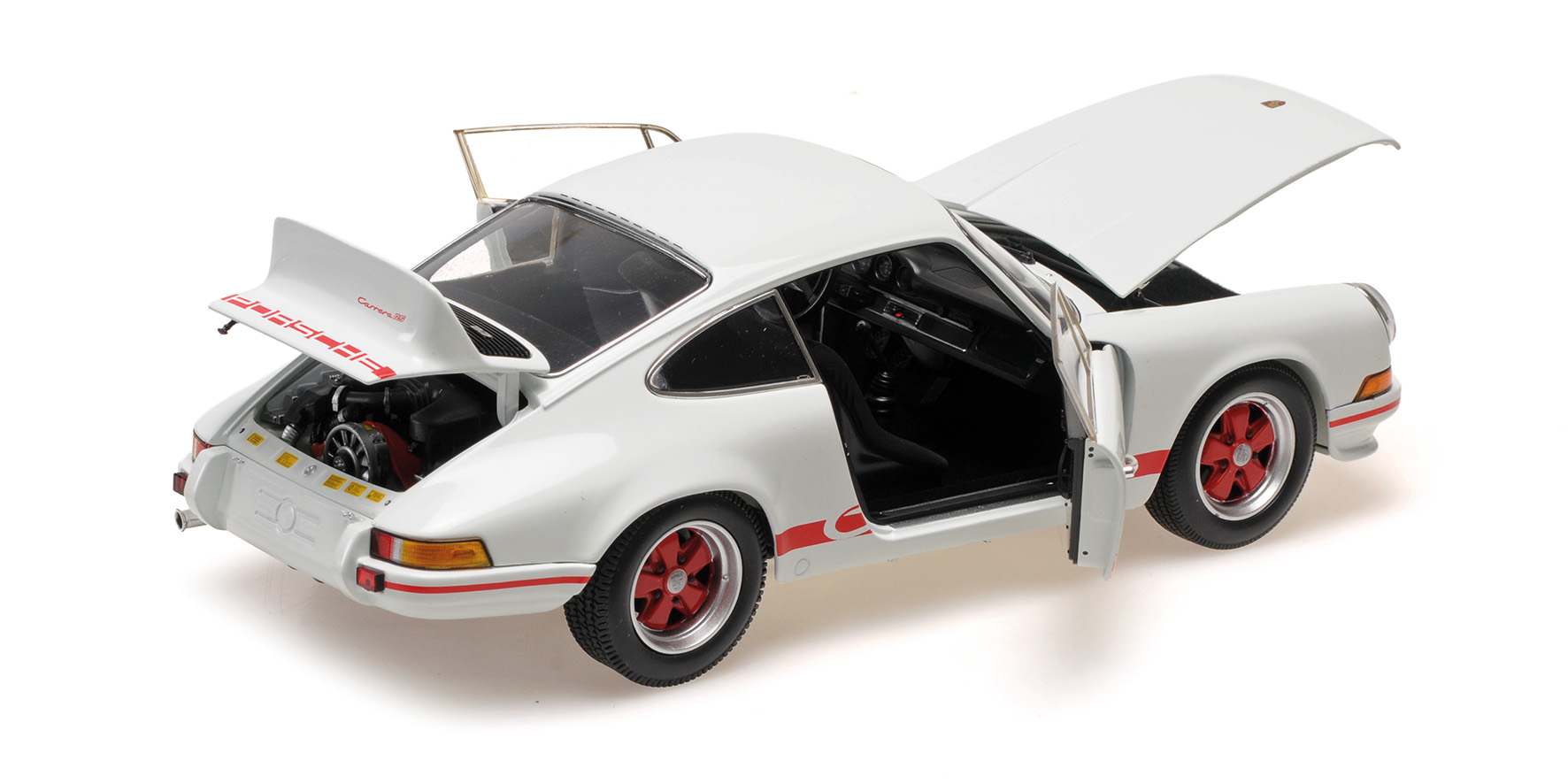 PORSCHE 911 CARRERA RS - 1972 - WHITE W RED DECOR