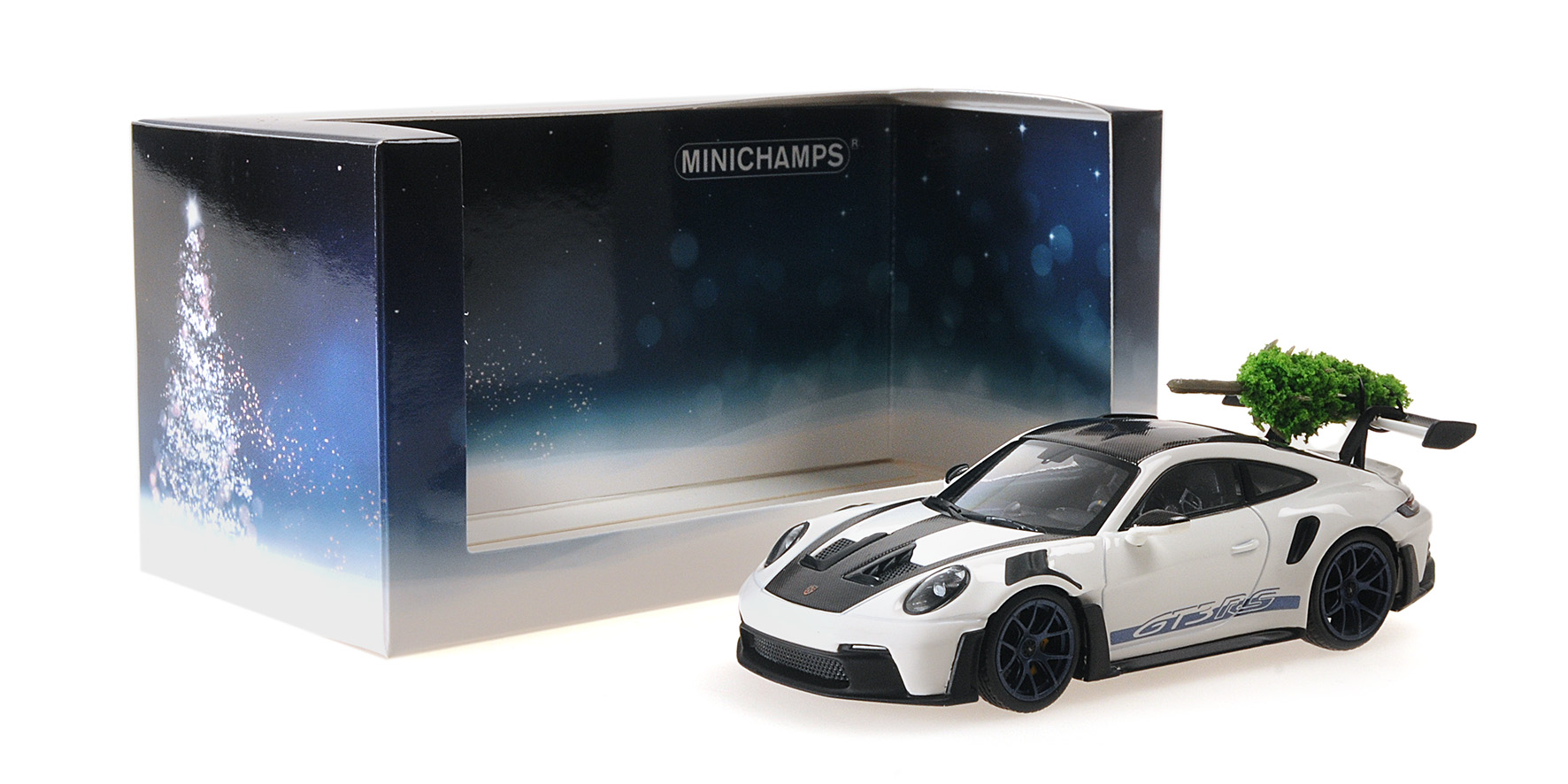 PORSCHE 911 (992) GT3RS - 2023 - WHITE W BLUE WHEELS & DECOR + CHRISTMAS TREE