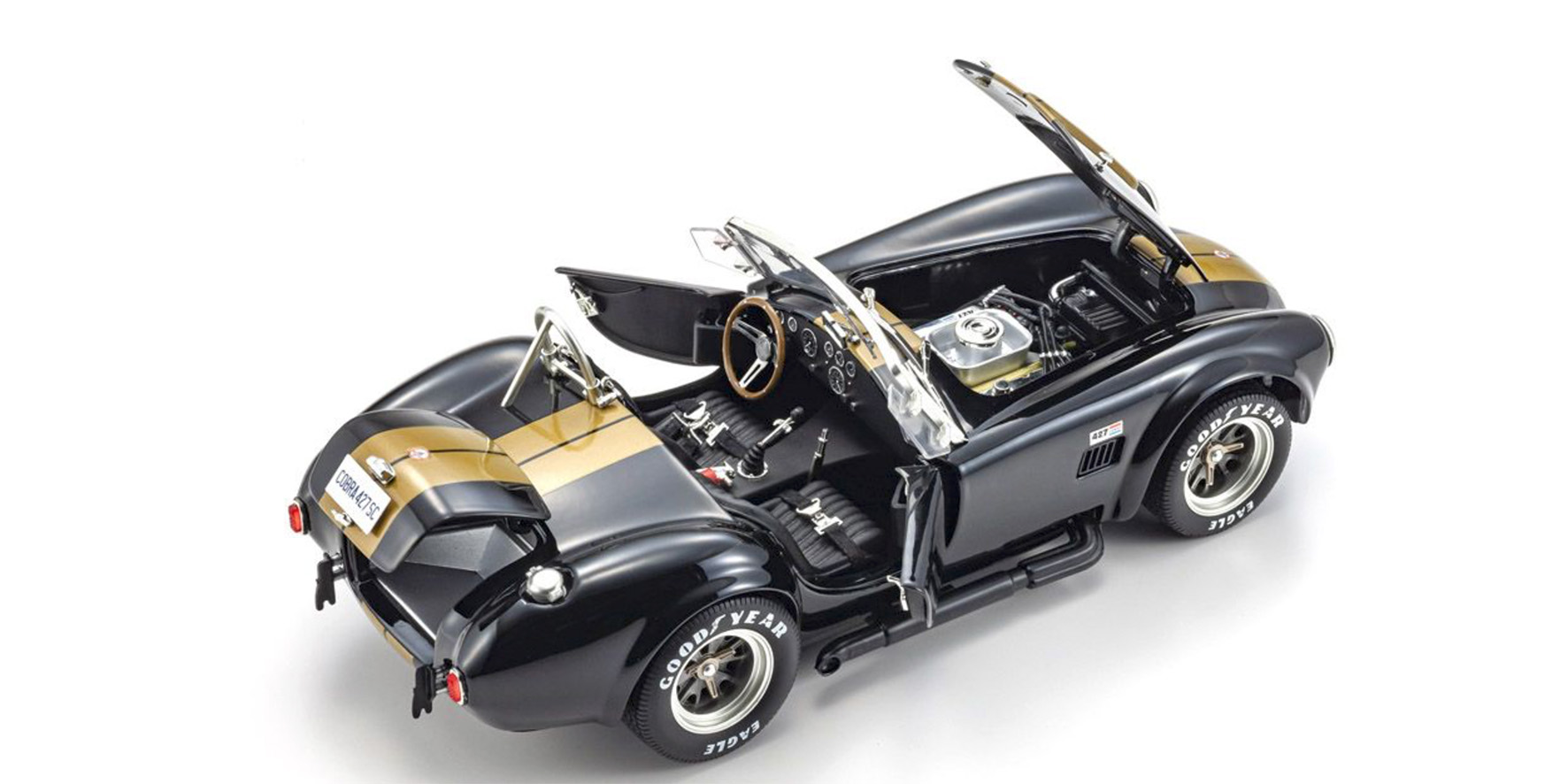 SHELBY COBRA 427 S/C - BLACK W/GOLD STRIPE (08048BKG)