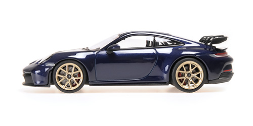 PORSCHE 911 (992) GT3 - 2020 - BLUE METALLIC W/ GOLD WHEELS - EXCL. MINICHAMPS.DE