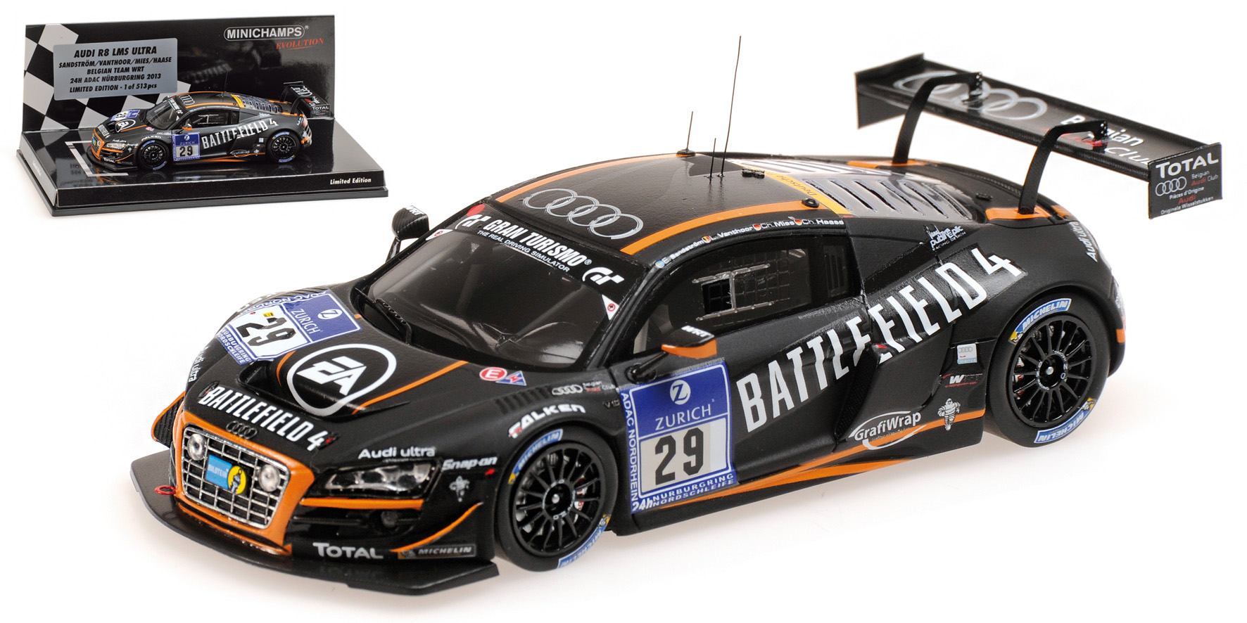 AUDI R8 LMS ULTRA - VAN THOOR/SANDSTOM/MIES/HAASE - BELGIAN TEAM WRT - 24H NÜRBURGRING 2013