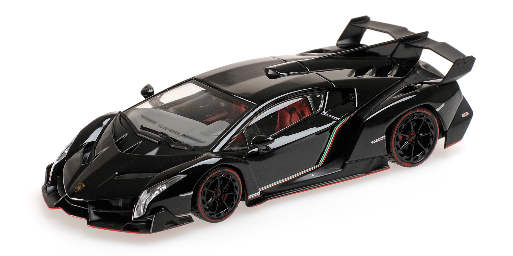 LAMBORGHINI VENENO - BLACK W/ RED LINE (05571BKR)