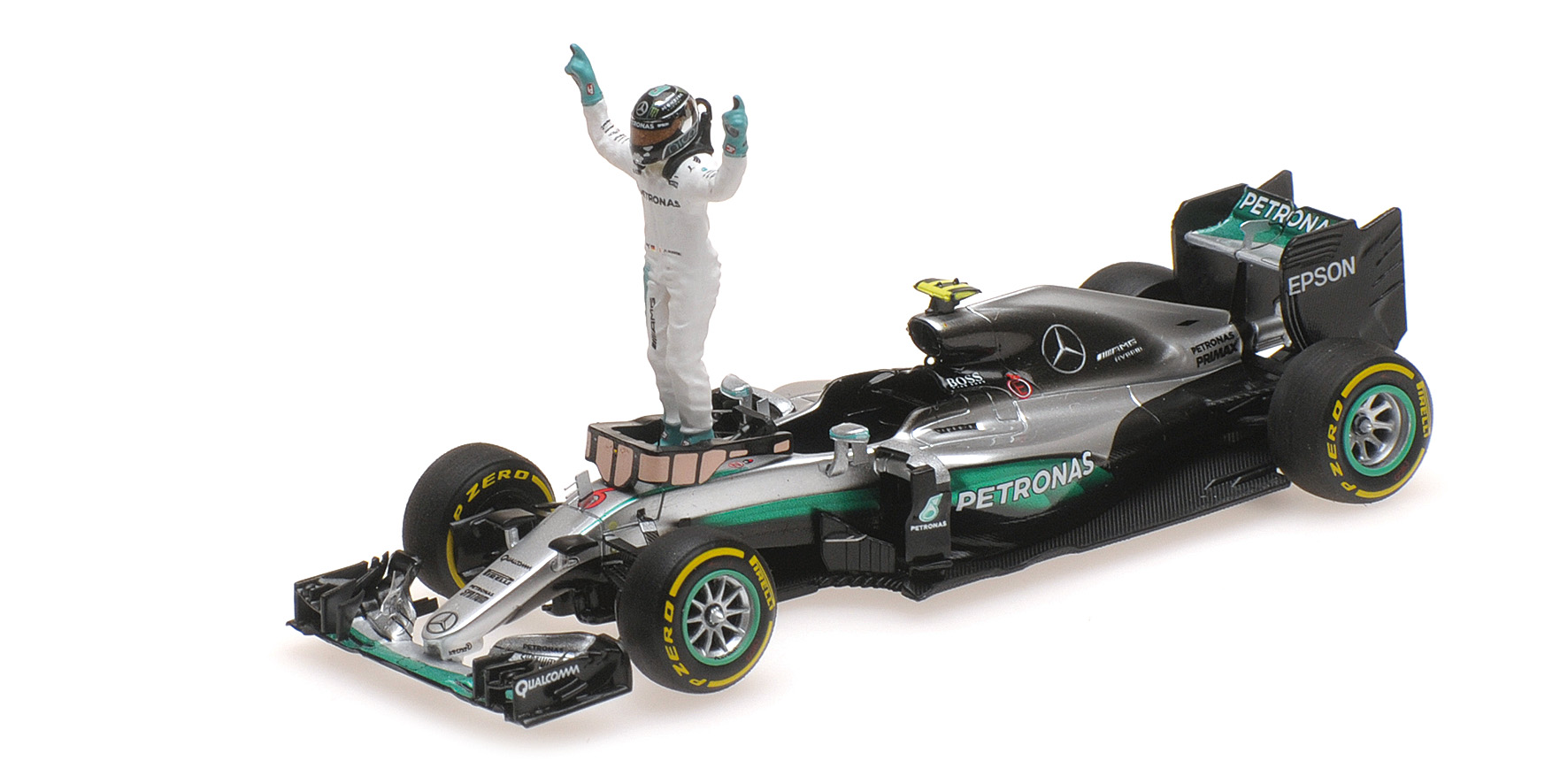 MERCEDES AMG PETRONAS F1 TEAM - F1 W07 HYBRID - ROSBERG - WORLD CHAMPION 2016 - W/ FIGURINE