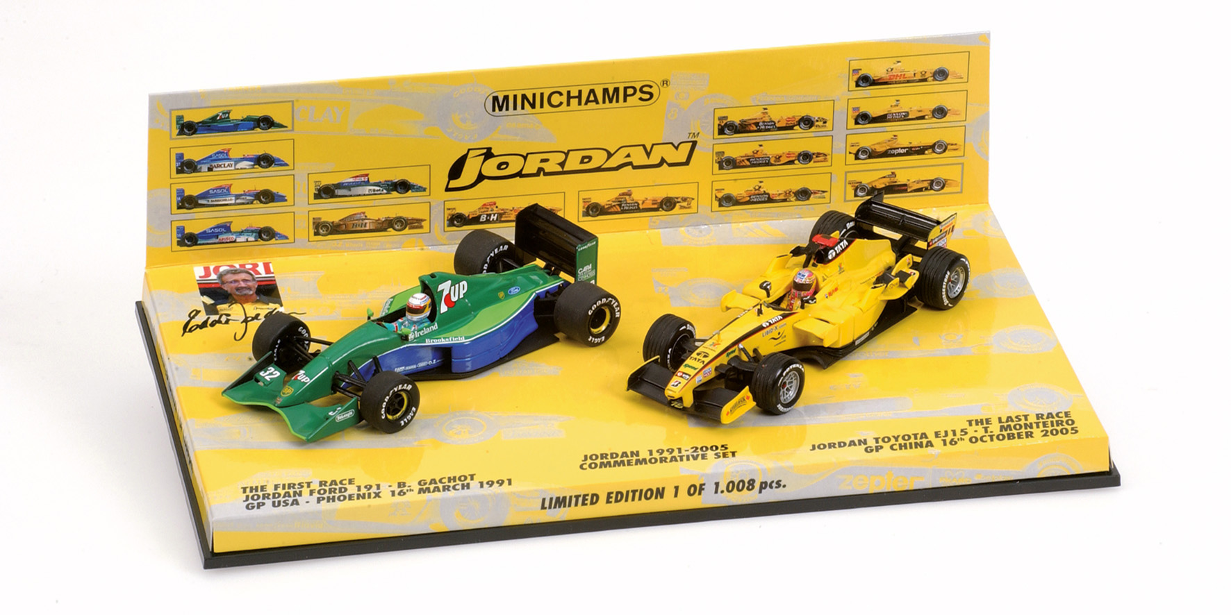 JORDAN 1991-2005 COMMEMORATIVE SET / JORDAN FORD 191 - B.GACHOT / JORDAN TOYOTA EJ 15 - T.MONTEIRO