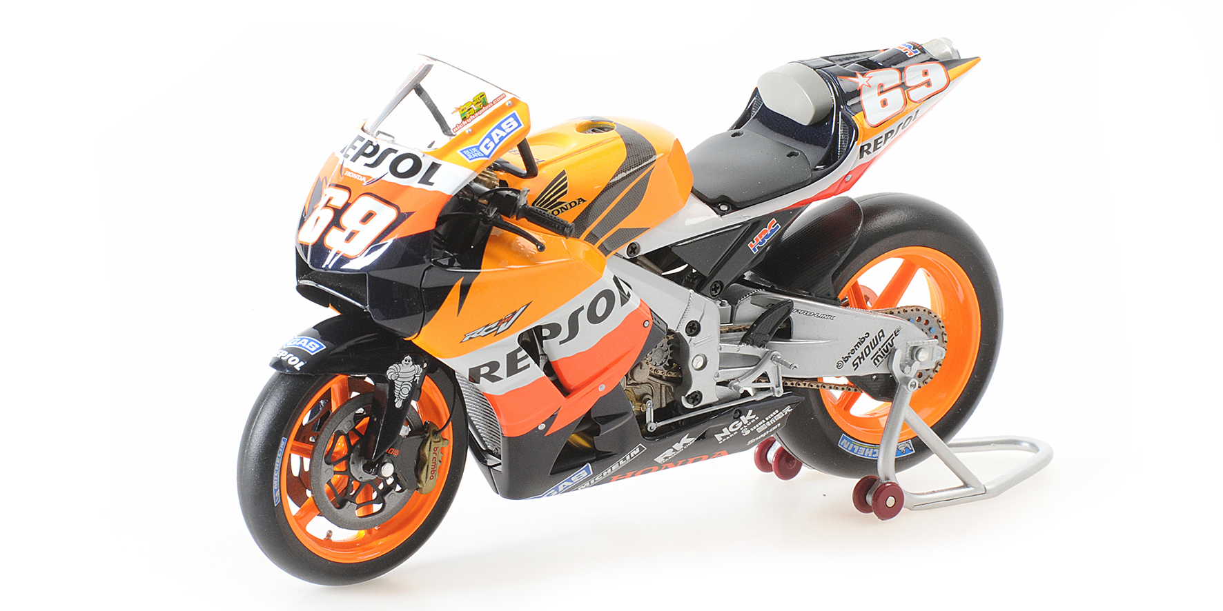 HONDA RC211V - NICKY HAYDEN - WORLD CHAMPION MOTOGP 2006 - W/ FIGURINE W/ FLAG