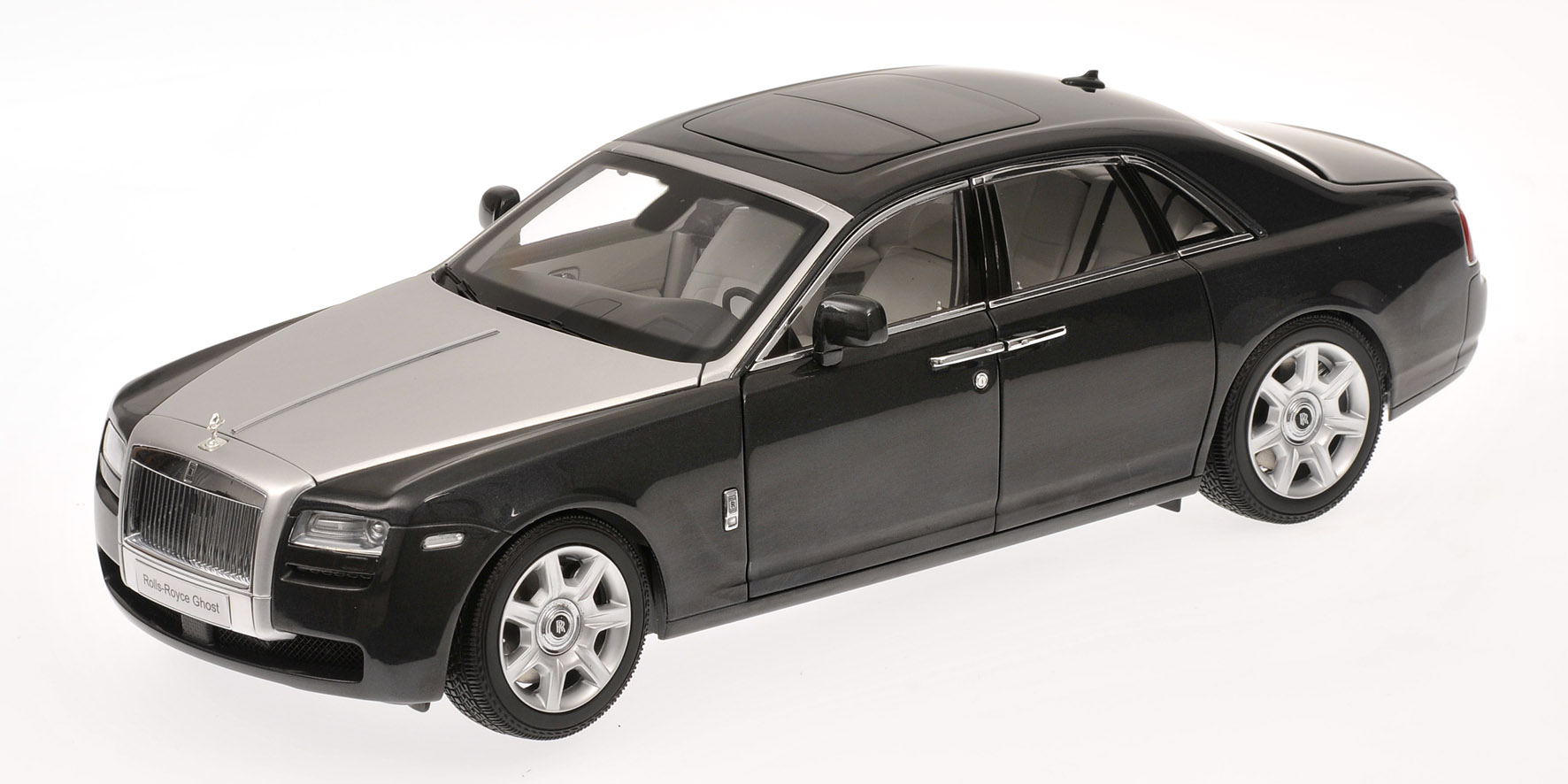 ROLLS ROYCE GHOST SWB LHD - DARKEST TUNGTEN WITH SILVER BONNET
