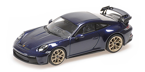 PORSCHE 911 (992) GT3 - 2020 - BLUE METALLIC W/ GOLD WHEELS - EXCL. MINICHAMPS.DE