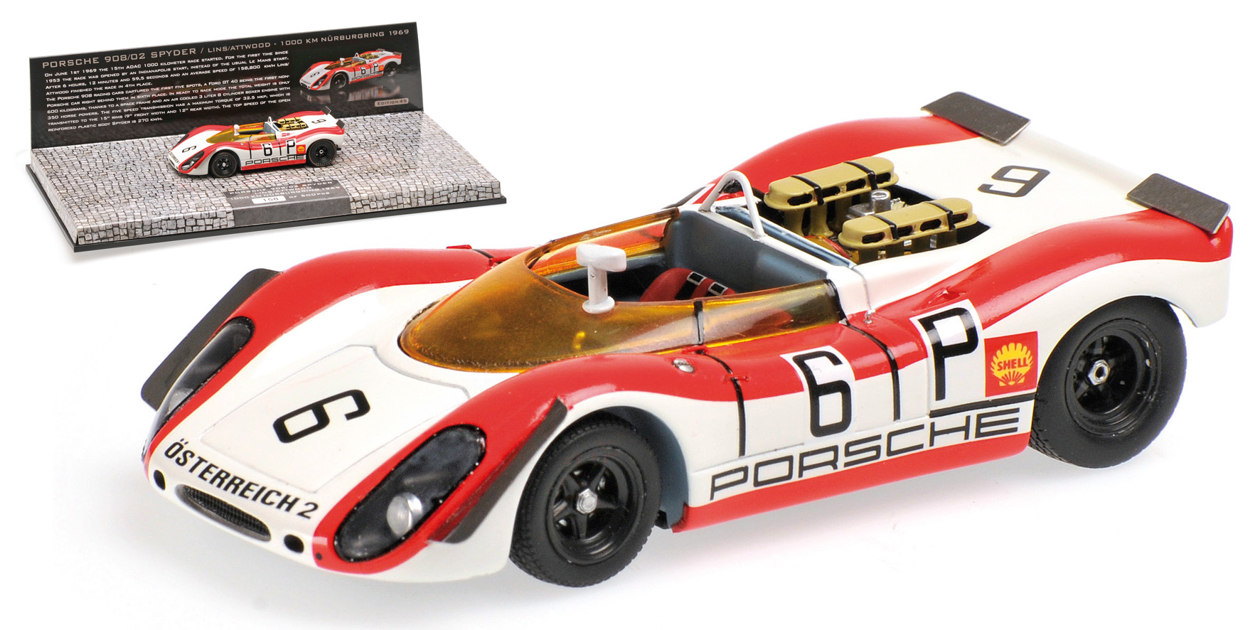 PORSCHE 908/02 SPYDER - LINS/ATTWOOD - 1000 KM NÜRBURGRING 1969