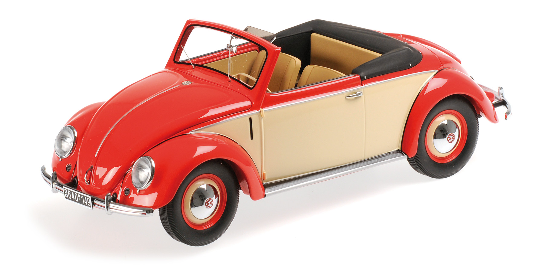 VOLKSWAGEN 1200 CABRIOLET HEBMUELLER - 1949 - RED/CREME