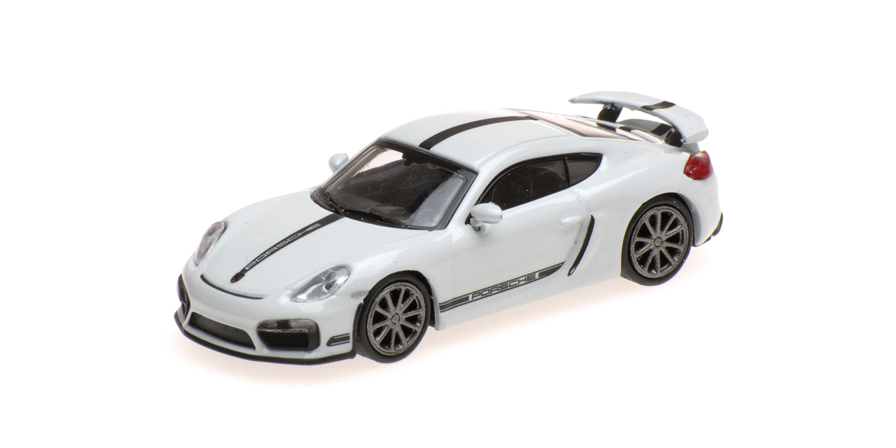 PORSCHE CAYMAN GT4 - 2016 - WHITE W/ BLACK STRIPE - BLACK WORDING
