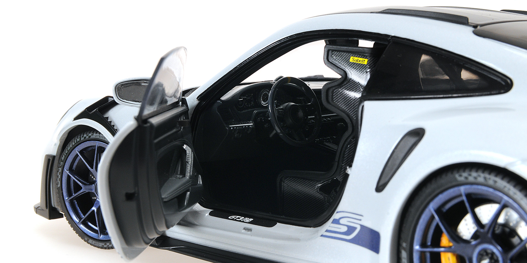PORSCHE 911 (992) GT3 RS - 2022 - GREY MET. W/WEISSACH PACKAGE W BLUE DECOR+WHEELS SINGLE NUMBERED