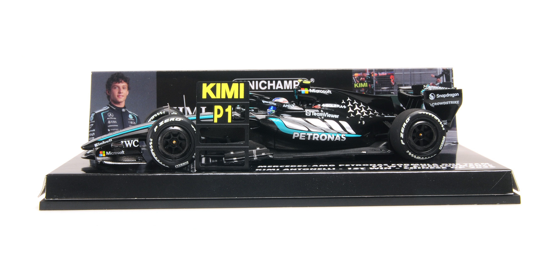 MERCEDES-AMG PETR. F1 TEAM W17 - KIMI ANTONELLI – WINNER CHINESE GP 2026 W/PITBOARD