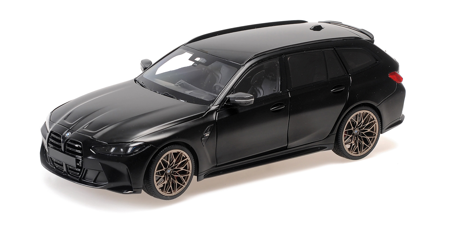 BMW M3 TOURING - 2024 - MATT BLACK W GOLD MAGNESIUM WHEELS AND BLACK INTERIOR BUCKET SEATS