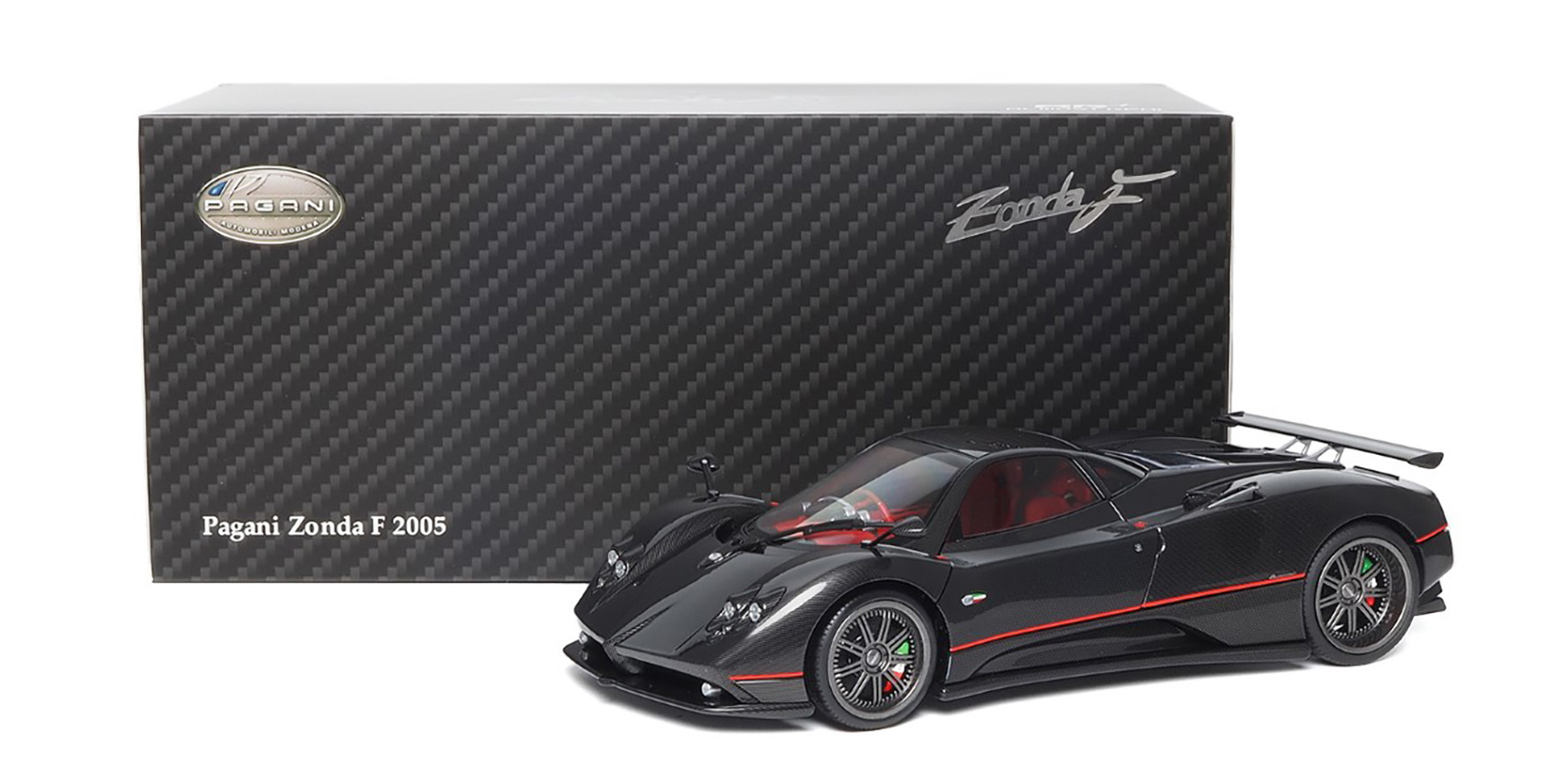 PAGANI ZONDA F - 2005 - GLOSS CARBON BLACK W/RED STRIPE  - (850410001)